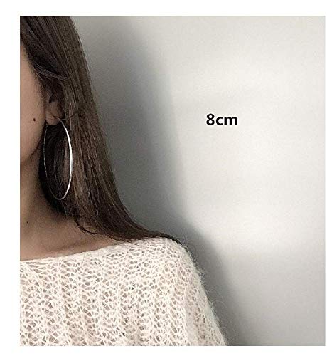 Clip On Big Extra Large Fake Round Hoop Earrings for Women Non Pierced No Piercing Ear Fashion Simple Circle Huggie Hoops Jewelry Gifts - style: 80mm Silver