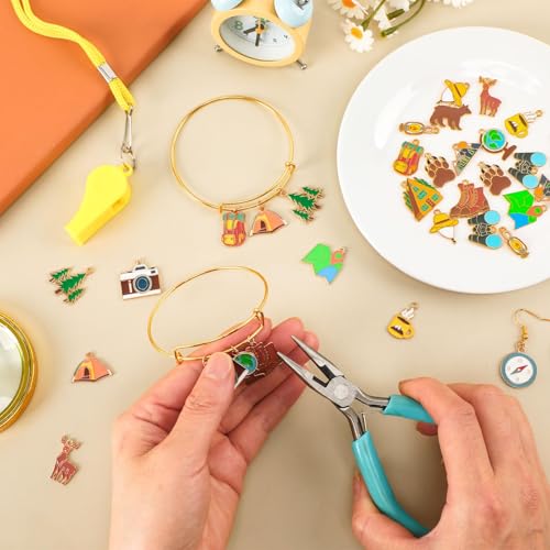 40 Pcs/20 Pairs Camping Charms for Jewelry Making Gift | Outdoor Travel Theme Enamel Charms, Adventure Pendants, Necklace Bracelet Keychain DIY Crafts, Camping Party Supplies - style: Camping