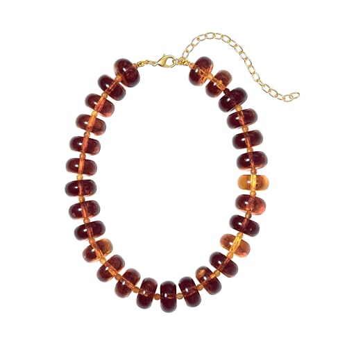 Chunky Beaded Necklace for Women, Resin Oversized Beaded Choker,Bold Statement Chain,Large Beads Necklace, Fashion Jewelry for Spring Summer Gifts - color: Brown