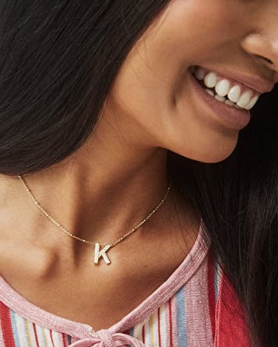 Kendra Scott Letters A-Z Pendant Necklace for Women, Fashion Jewelry, 14k Gold-Plated Brass - color: Letter K