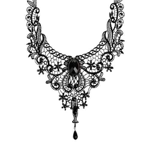 Vintage Lace Skull Choker Necklace for Women Punk Gothic Black Sexy Lace Necklaces Tassel Collar Vampire Statement Choker Necklace Halloween Classic Choker Gifts - color: wing lace