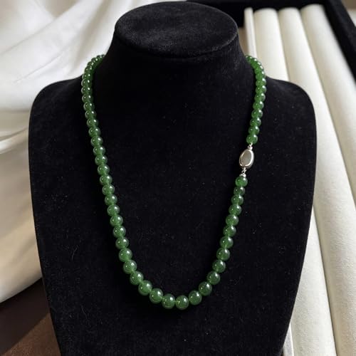 SukAmi 4-10mm Pearl Choker Men Black Pearl Necklace Women Faux Pearl Necklaces 45CM - size: Green-6mm