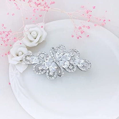 YOQUCOL Cubic Zirconia Crystal Rhinestone Wedding Brooch Pin for Women Brides Jewelry - color: A