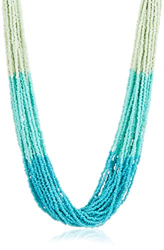 Bohemian handmade beaded statement necklace for women and girls by Ishvaku - color: Turquoise1