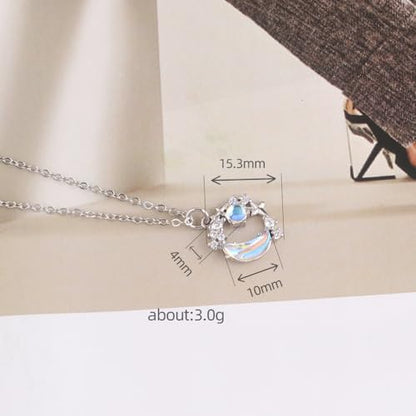 Silver Moon and Star Necklace for Women,Dainty CZ Crescent Pendant, Jewelry Gift for Birthday, Anniversary, Mother’s Day