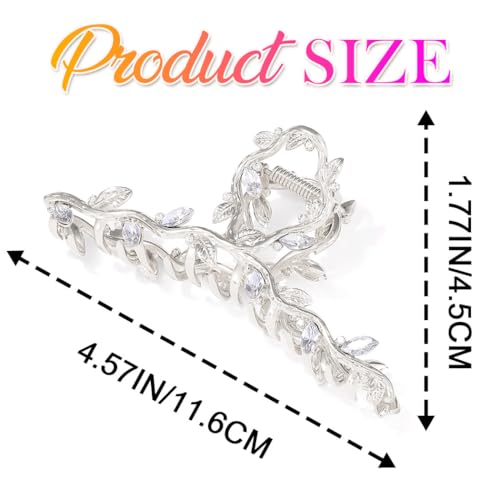 CAKURE Silver Hair Clips Rhinestone Claw Clip Large Fancy Hair Clip Claw Bride Wedding Hair Accessories for Women (Pack of 2) (c-silver) - color: c-silver