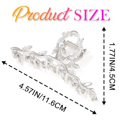 CAKURE Silver Hair Clips Rhinestone Claw Clip Large Fancy Hair Clip Claw Bride Wedding Hair Accessories for Women (Pack of 2) (c-silver) - color: c-silver
