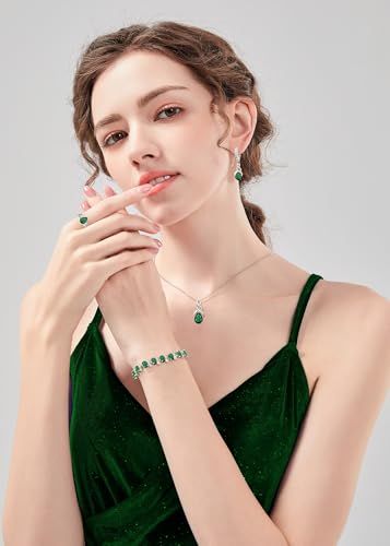 GZWHD Jewelry Set for Women CZ Earrings Necklace Ring Bracelet Set Prom Party Wedding Jewelry Gift for Mother Friend Wife - color: C-Green