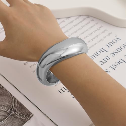 Gold/Silver Cuff Bangle Bracelets For Women Chunky Waterdrop Twisted Hinged Bangle Bracelets Minimalist Arm Cuff Bracelet Jewelry Gifts - color: 2Silver