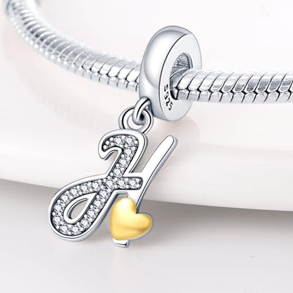 HappyStar Sterling Silver Letter Charms for Bracelets Alphabet Initial Dangle Charms Bead fit Pandora Bracelets Jewelry Gifts for Women - color: Letter charms H