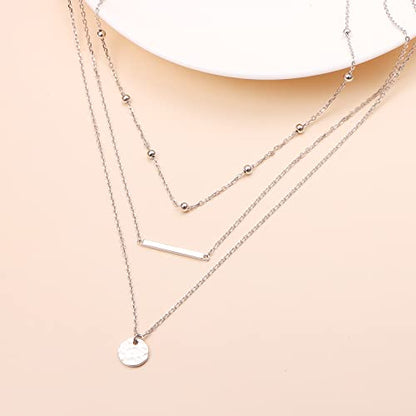 925 Sterling Silver Multilayer Layered Triple Long Chain Necklace for Women - style: Multilayer 3 Triple
