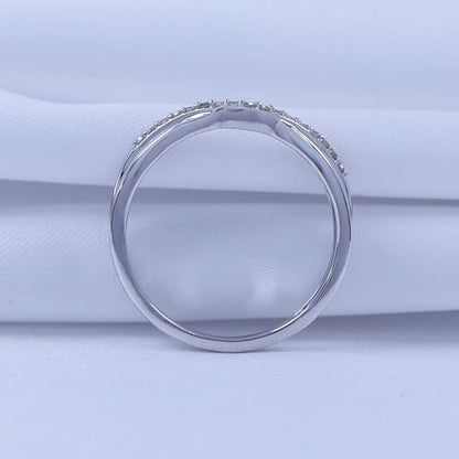 Twisted Contour Enhancer Wedding Band Ring for Women,0.10 CT | Metal: 10K Gold; 14K Gold; Sterling Silver|Stone: Natural Diamond Accent; Moissanite - color: 925 White Gold, size: 6