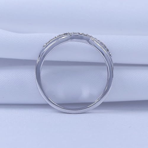 Twisted Contour Enhancer Wedding Band Ring for Women,0.10 CT | Metal: 10K Gold; 14K Gold; Sterling Silver|Stone: Natural Diamond Accent; Moissanite - color: 925 White Gold, size: 9.5