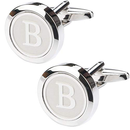 Mens Classic Stainless Steel Initial Cufflinks 26 Alphabet Initial Letter Cufflinks Business Wedding Shirts A-Z - style: B