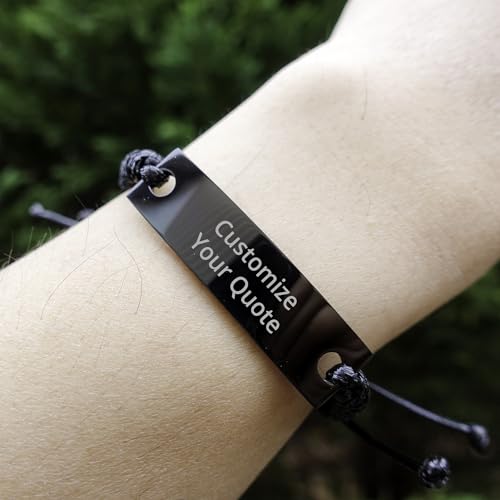 Personalized Christian Bible Verses Black Rope Bracelet Inspirational Scripture ID Cross Religious Quote Faith God Engraved Adjustable Customized Gifts for Men Women Kiss Him Husband Father Bois - style: Personalized (Only Text)