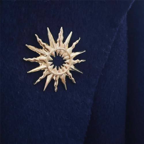 Sun Brooch Pin for Women Girls Fashion Gold-Tone Celestial Brooches Lapel Pins Dainty Suit Hat Dress Accessories Birthday Holiday Jewelry Gift