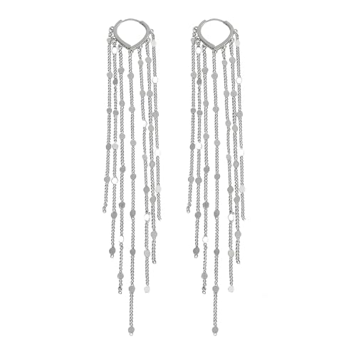 ASOQOLA Long Tassel Dangle Drop Earrings for Woman Tassel Dangling Earrings 925 Silver Chandelie dangling earring for Prom Fashion Jewelry - color: B Silver