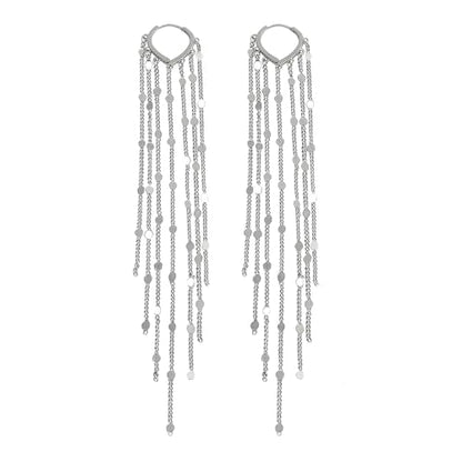 ASOQOLA Long Tassel Dangle Drop Earrings for Woman Tassel Dangling Earrings 925 Silver Chandelie dangling earring for Prom Fashion Jewelry - color: B Silver