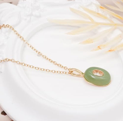 Natural Stone Necklaces Rhinestones Gemstone Necklace Adjustable Pendant Necklaces for Women - color: Green