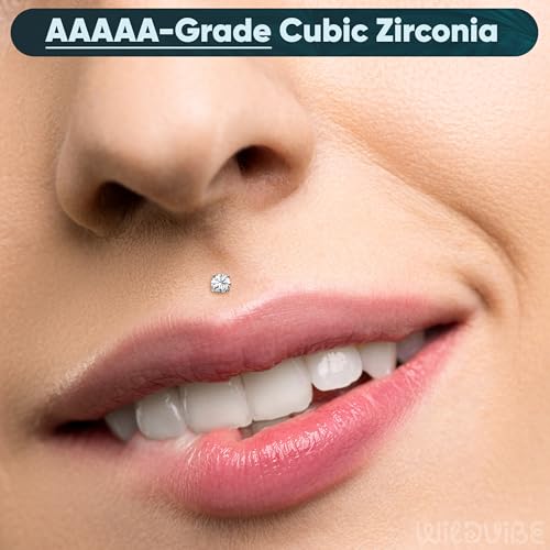 Threadless Flat Back Earrings for Tragus, Helix, Conch, Daith, Cartilage Piercings - G23 Titanium Flatback Stud Earrings with Grade AAAAA Cubic Zirconia - Threadless Flat Back Nose Stud Push Pin Ring Earring Studs (18g, 16g, 20g - 6mm, 8mm) - color: Silve