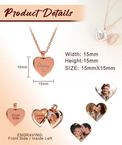 Personalized Locket Necklace for Women with Engraved Text & Picture | Custom Birthday Flower Locket Necklace Mothers Day Gift for Mom Mother Wife - color: Style-01