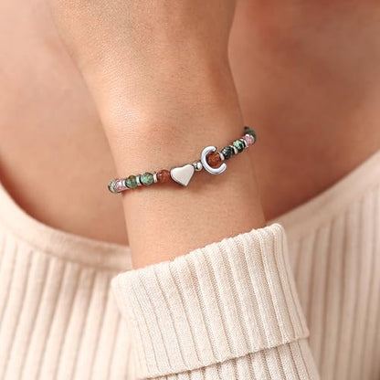 Heart Initial Bracelets for Teen Girls, Teen Girl Gifts Trendy Stuff, Christmas Stocking Stuffers for Kids, Unique Gifts for Teenage Girls on Birthday Graduation - style: C