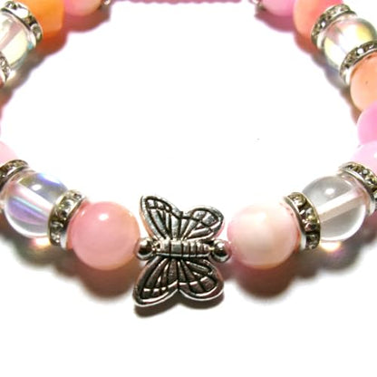 Handmade Gemstone Adjustable Bracelet with Butterfly Charms