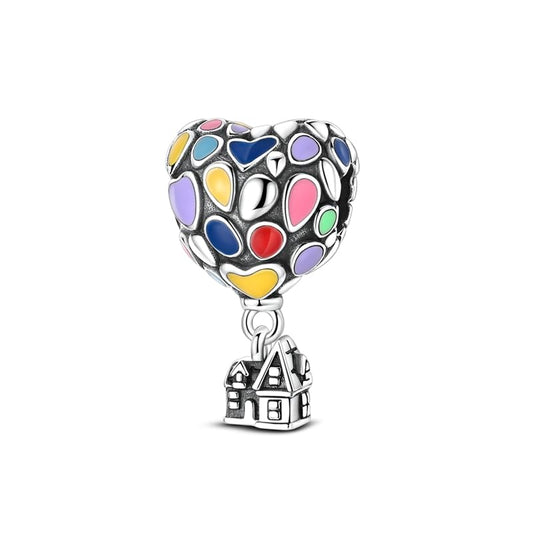 925 Sterling Silver Charms for Bracelets and Necklaces Beads Jewelry Charms for Women - color: Heart Hot Air Balloon House Charm