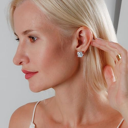 Large Square Stud Earrings for Women - Big Sparkly Rhinestone Studs | Plated in Gold Tone or Silver Tone, Hypoallergenic and Safe for Sensitive Ears - color: Iridescent Glitter
