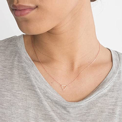 Turandoss Gold Layered Necklaces for Women - 14K Gold Plated Handmade Multilayer Bar Pearls Coin Disc Moon Butterfly Medallion Adjustable Dainty Layered Choker Necklaces for Women Jewelry - style: 3PCS 14k-rose-gold-plated - Chain&Triangle&Bar