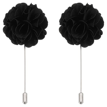 PATIKIL Flower Boutonnieres Pin, Lapel Pin for Men Camellia Flower for Suit Wedding Graduation Anniversary Graduation Outfit Accessories - color: Black