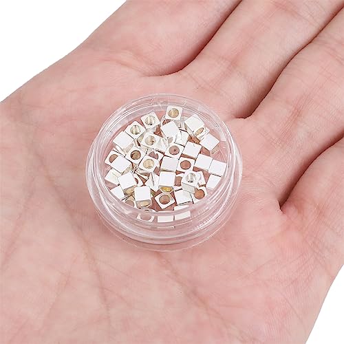 Silver Plated Cube Spacer Beads Right Angle 3x3mm 50pcs for Jewelry Making Findings Non Tarnish - color: Silver, size: 3x3mm Right Angle Cube