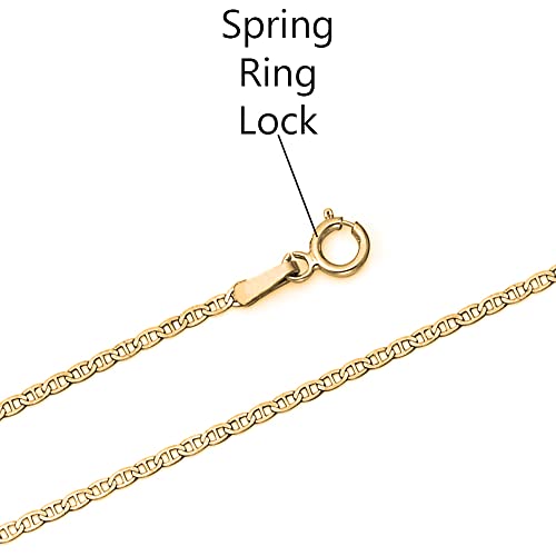 Savlano 14K Solid Gold Italian Chain Figaro, Rope, Mariner, Box, Cuban 14 Karat Anklet for Women Comes With Gift Box - Made in Italy - style: Mariner 1.5mm
