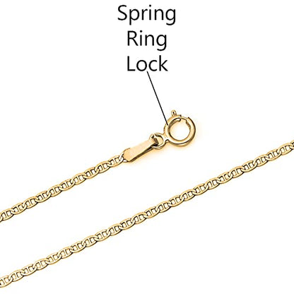 Savlano 14K Solid Gold Italian Chain Figaro, Rope, Mariner, Box, Cuban 14 Karat Anklet for Women Comes With Gift Box - Made in Italy - style: Mariner 1.5mm