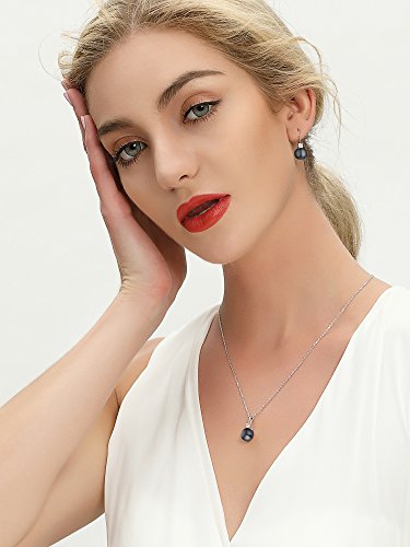 JO WISDOM 925 Sterling Silver Cubic Zirconia Freshwater Cultured Pearl Drop & Dangle Leverback Earrings - color: 10mm-black