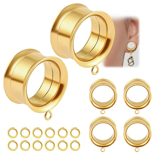 WBRWP 6pcs Ear Gauges Tunnels Plugs: DIY Ear Tunnles Piercing Expander Stainless Steel Double Flared Screw Gauges - color: Gold-Style 1