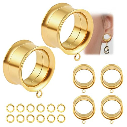 WBRWP 6pcs Ear Gauges Tunnels Plugs: DIY Ear Tunnles Piercing Expander Stainless Steel Double Flared Screw Gauges - color: Gold-Style 1