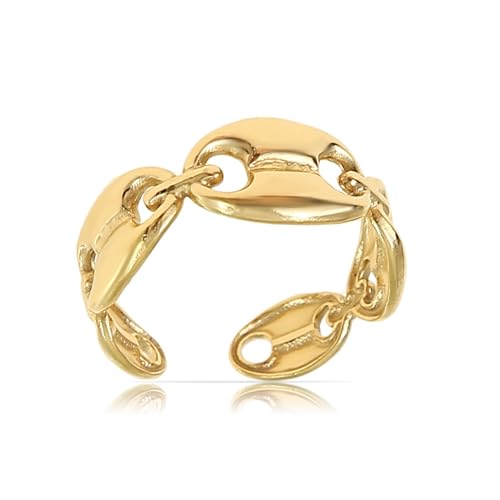 Made by Nami Stainless Steel Gold Adjustable Rings for Women Stackable Chunky Gold Rings for Women - color: Beans