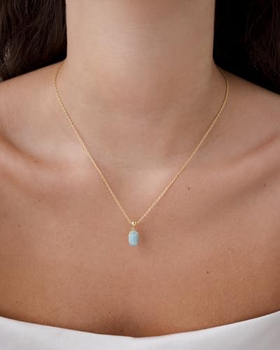 PAVOI Gemstone Charm Necklace for Women - 14K Gold Plated Pendant Necklaces | Dainty Gemstone Necklaces with Cute Charms Set and Adjustable Chain, Trendy Healing Crystal Pendants - style: Faceted Mother of Pearl