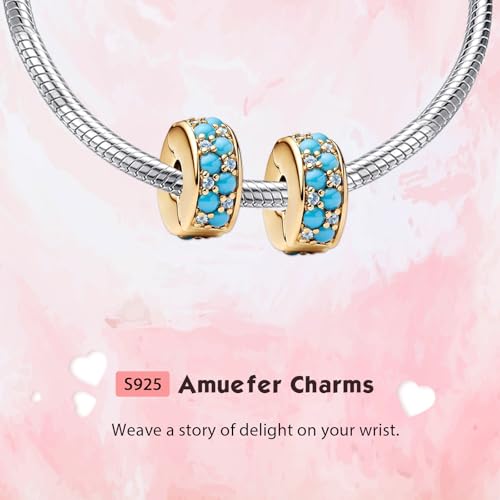 Clip Stopper Spacer Charms for Bracelets Necklaces, Compatible with Pandora,Jewery Making DIY - style: Turquoise Clip