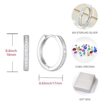 Starchenie Huggie Hoop Earrings for Women 925 Sterling Silver Princess Cut Birthstones Jewelry Gift - color: 04-Diamond-Apr