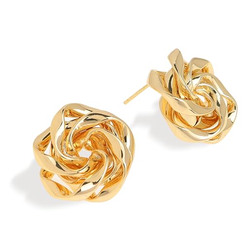 Jean Beau Chunky Gold Stud Earrings for Women Trendy Gold Plated Dangle Drop Prom Birthday Fashion Office Jewelry Gift - color: Rose