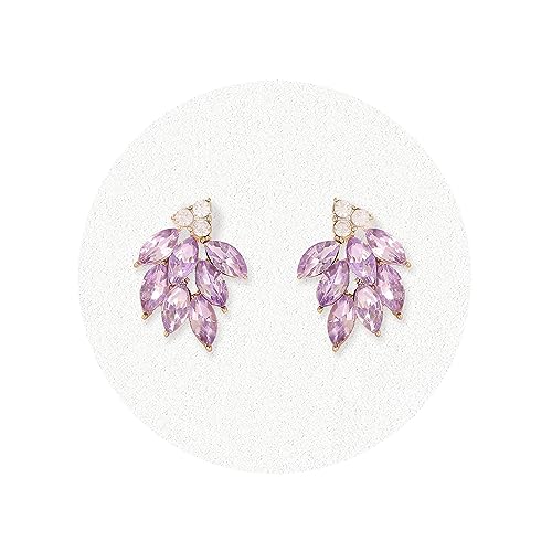 Rhinestone Stud Earrings for Women Small Dainty Crystal Cluster Drop Earrings for Girls Cute Costume Jewelry for Bridal Wedding Party Gift - color: Purple