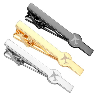 Tie Clips for Men 3Pcs Tie Bar Clip Set Personalized Gifts Suitable for Wedding Anniversary Business - style: 3pcs aeroplane
