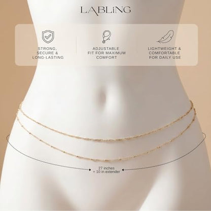 Gold Belly Waist Chain for Women | Layered Belly 14K Gold Plated Chain Adjustable Bikini Belly Beads Body Chain Waterproof | Jewelry Gift - color: Style 5