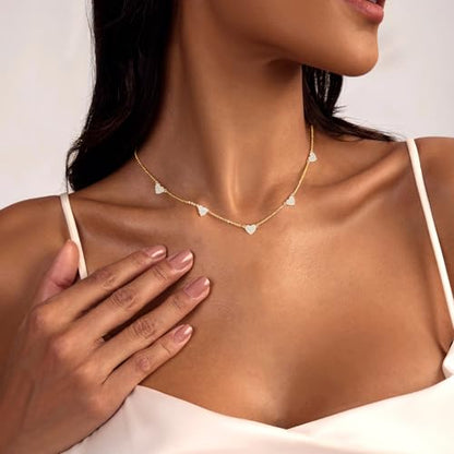 Zeffy Dainty Gold Heart Necklace for Women Trendy 14K Gold/Silver Plate Cute Heart Pendant Choker Necklaces Gold Love Heart Chain Necklace for Women Dainty Gold Jewelry Gifts for Women - style: CZ Heart Choker-Gold