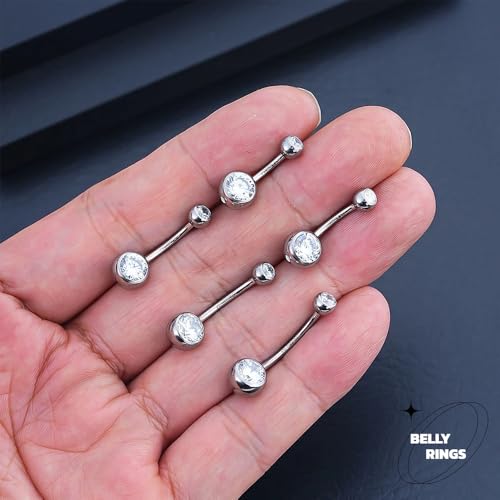 TOPBRIGHT G23 Titanium 14G Belly Button Rings - Internally Threaded Curved Barbell Hypoallergenic Navel Piercing Jewelry Gold Silver 2Pcs Set for Women 6mm 8mm 10mm 12mm 14mm 16mm - color: Silver&Gold-10mm bar