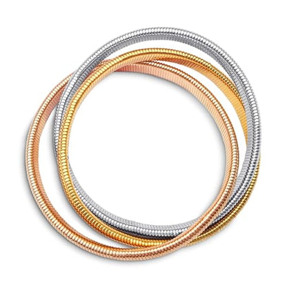 Bling Jewelry Omega Cobra Bangle Stretch Bracelet Rose Gold Silver Tone Stainless Steel - color: Rose Gold-Tone