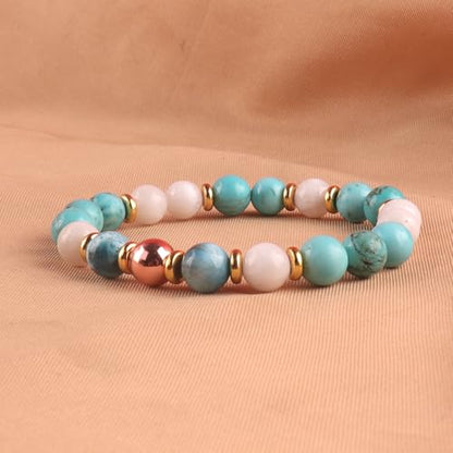 KSQS Healing Stone Bead Bracelet for Women, Natural Gemstones Balance Protection Bracelet, Spiritual Crystal Beads Bracelet Anxiety Relief with Meaning Card - color: Gentle Guardian