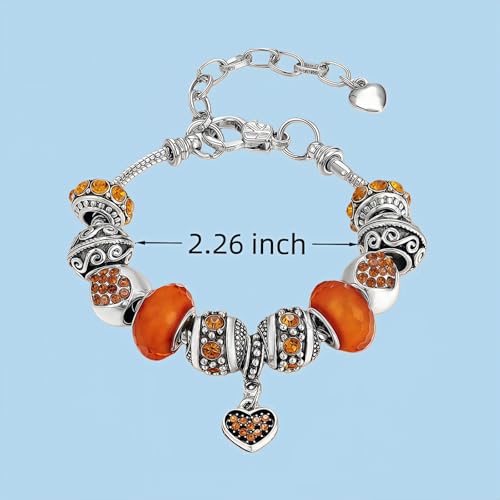 Pink Hearts Silver Plated Charm Bracelet, DIY Jewelry for Women with Beads, Charms, and Adjustable Snake Chain, Fits 7.5"+1.5" - color: Gold, size: 18cm